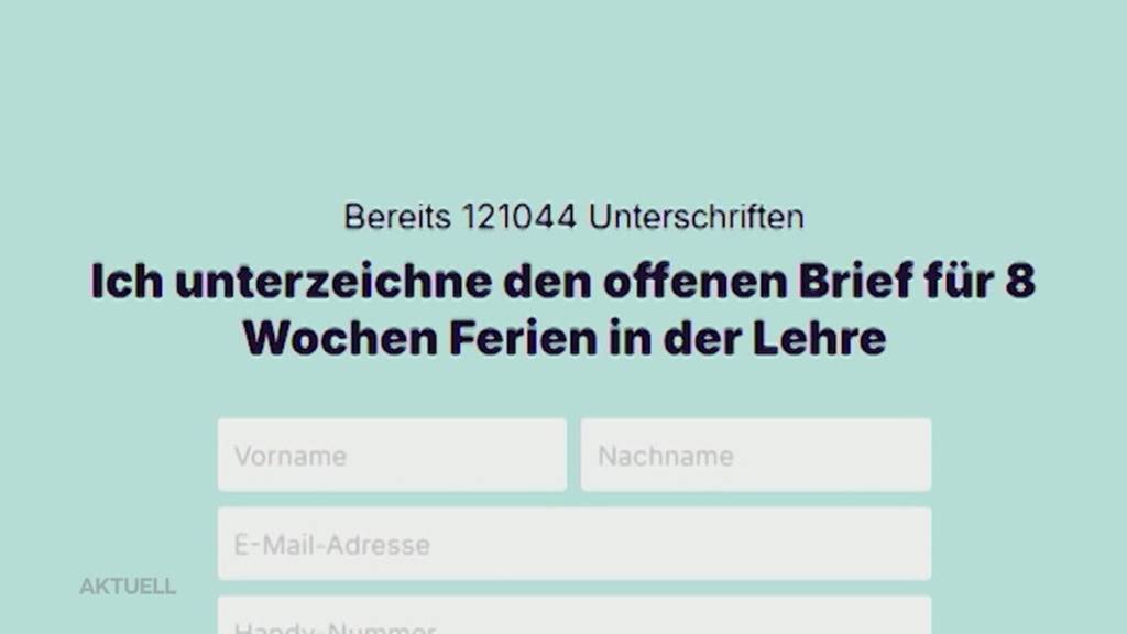 Mehr Erholung: Unterschriftensammlung will 8 Wochen Ferien für Lehrlinge