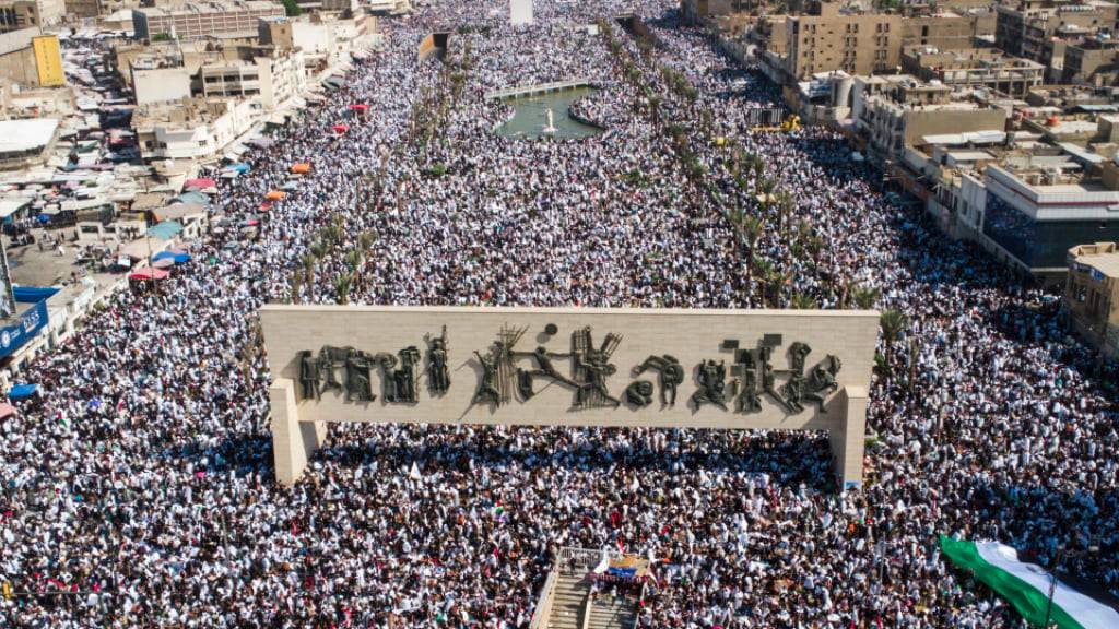 Großkundgebung für die Palästinenser in Bagdad. Foto: Anmar Khalil/AP/dpa