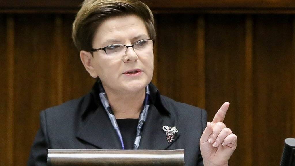 Polens Ministerpräsidentin Beata Szydlo am Mittwoch während ihrer Regierungserklärung im Warschauer Parlament.