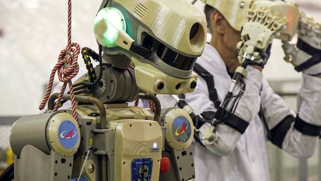 Der Roboter «Fedor» soll künftig bei gefährlichen Einsätzen auf der ISS assistieren.