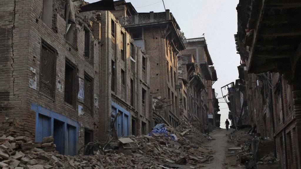Vom Erdbeben zerstörte Häuser in Kathmandu. (Archiv)