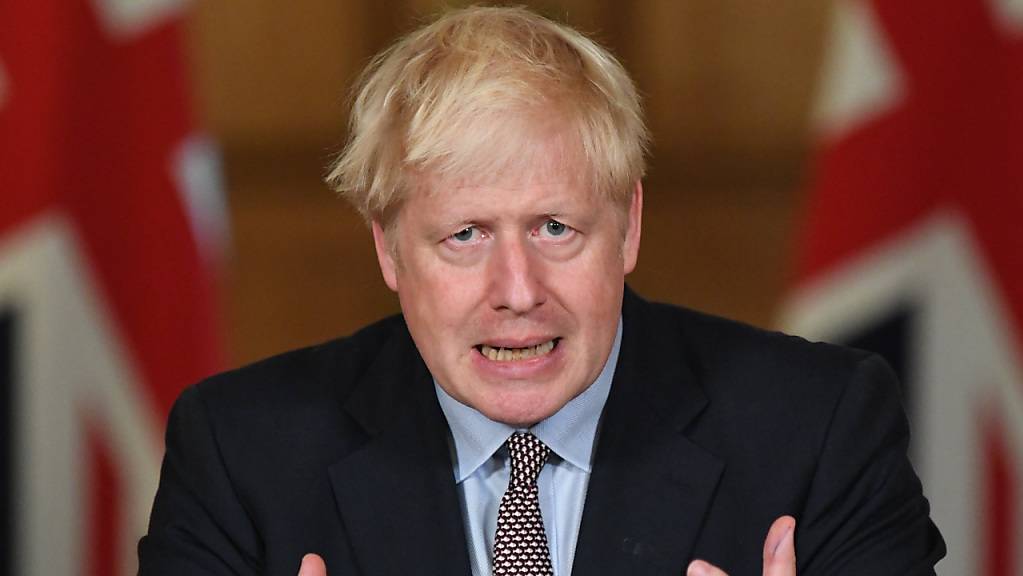 Boris Johnson, Premierminister von Grossbritannien, spricht bei einer virtuellen Pressekonferenz in der Downing Street 10.