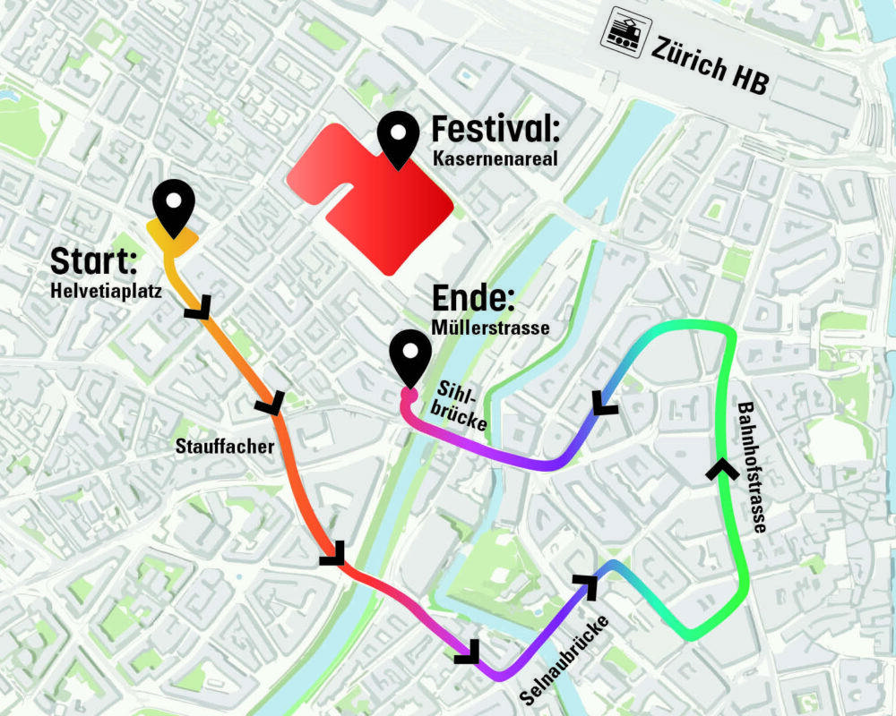 Zurich Pride Demonstrations-Route