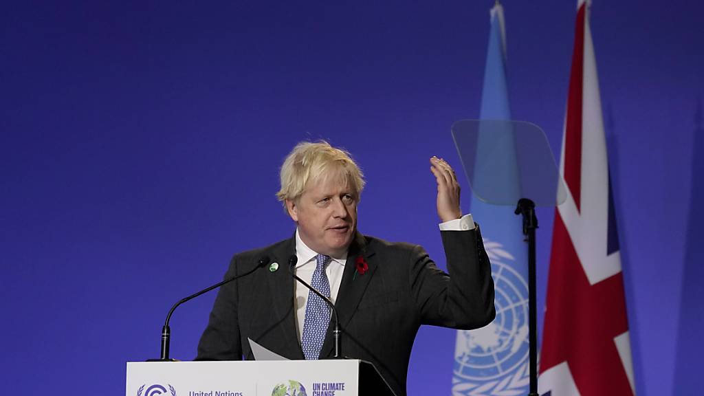 Der britische Premierminister Boris Johnson spricht während der Eröffnungszeremonie des UN-Klimagipfels COP26 in Glasgow. Foto: Alberto Pezzali/AP/dpa