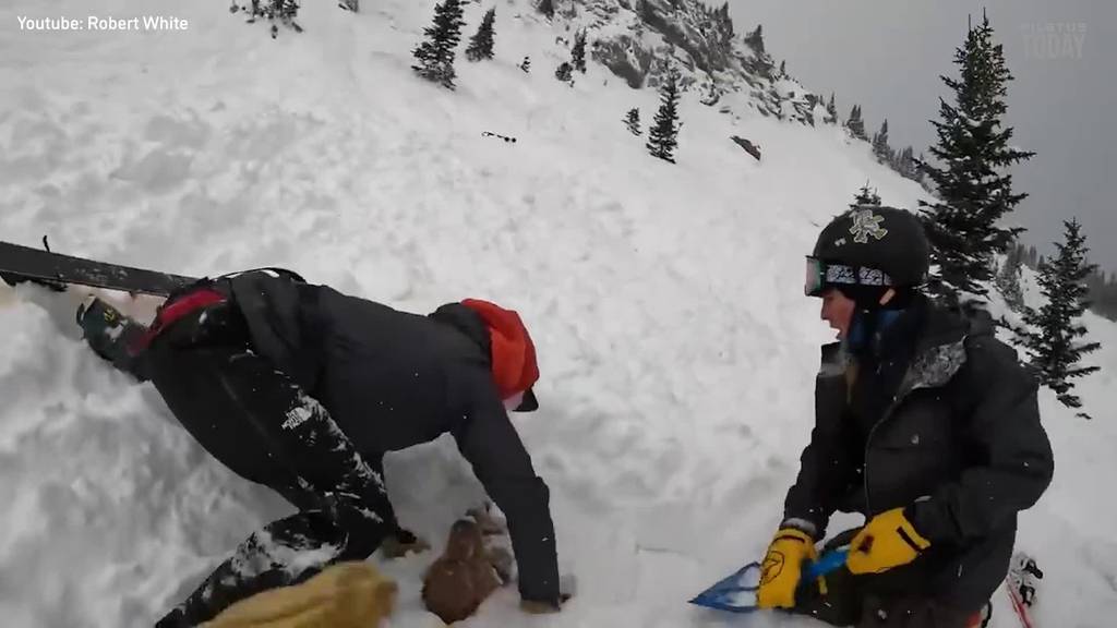 Skifahrer retten Hund in letzter Sekunde aus Lawine