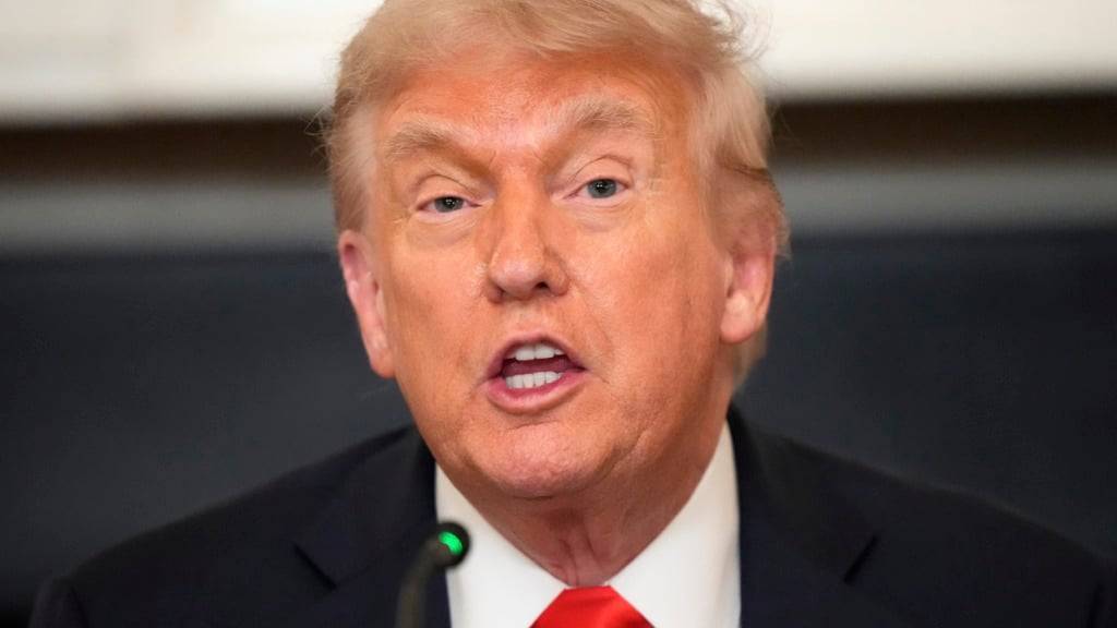 ARCHIV - US-Präsident Donald Trump sitzt bei einem Treffen im State Dinning Room des Weißen Hauses. Foto: Alex Brandon/AP/dpa/Archivbild