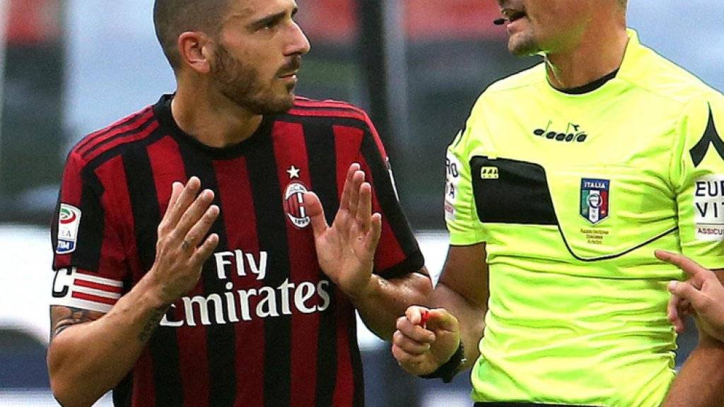 Gegen Genoa nach dem Videobeweis ausgeschlossen: Milans Innenverteidiger Leonardo Bonucci