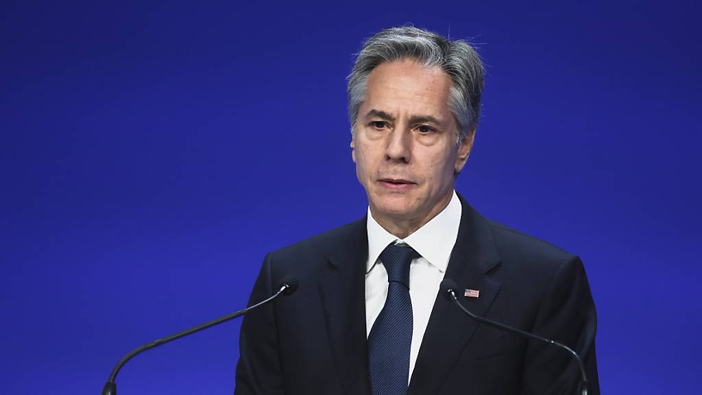 Antony Blinken, Außenminister der USA, spricht während der Ukraine Recovery Conference. Foto: Leah Millis/Pool Reuters/AP/dpa