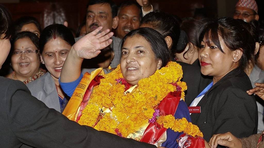 Nepals Präsidentin Bidhya Devi Bhandari nach der Wahl