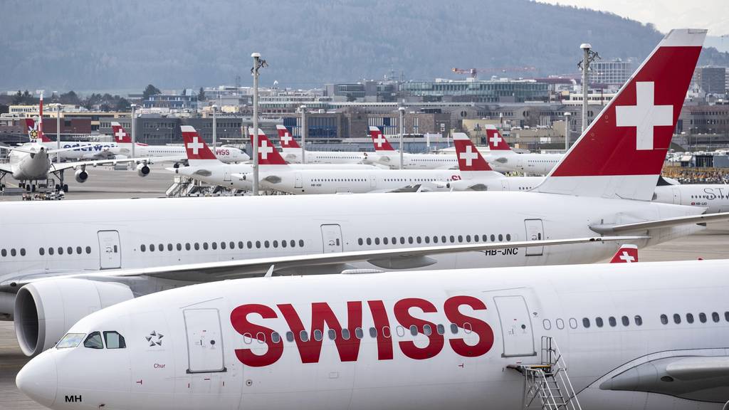 Grounding der Swiss-Flugzeuge am Flughafen Zürich.