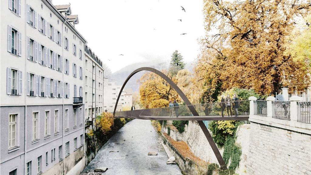 In Chur entsteht eine Brücke für Radfahrer und Fussgänger.