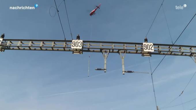Helikopter im Einsatz für Doppelspurausbau der Zentralbahn