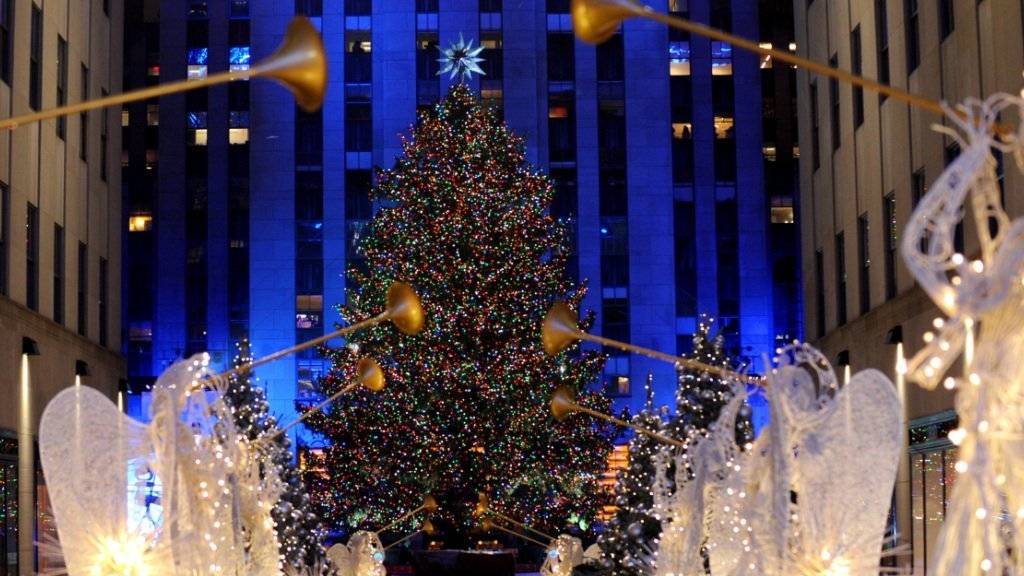 Der berühmteste Tannenbaum der Welt: Der Weihnachtsbaum vor dem Rockefeller Center in New York.