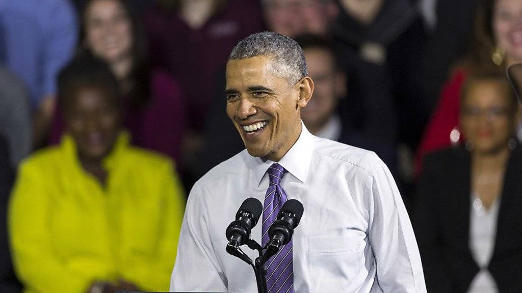 Barack Obama am Donnerstag im United Community Center in Milwaukee, wo er verkündete, dass er bis zum Highschool-Abschluss seiner Tochter Sasha in Washington bleibt.