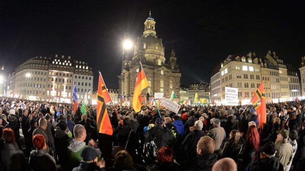 Pegida-Kundgebung am Montagabend in Dresden.