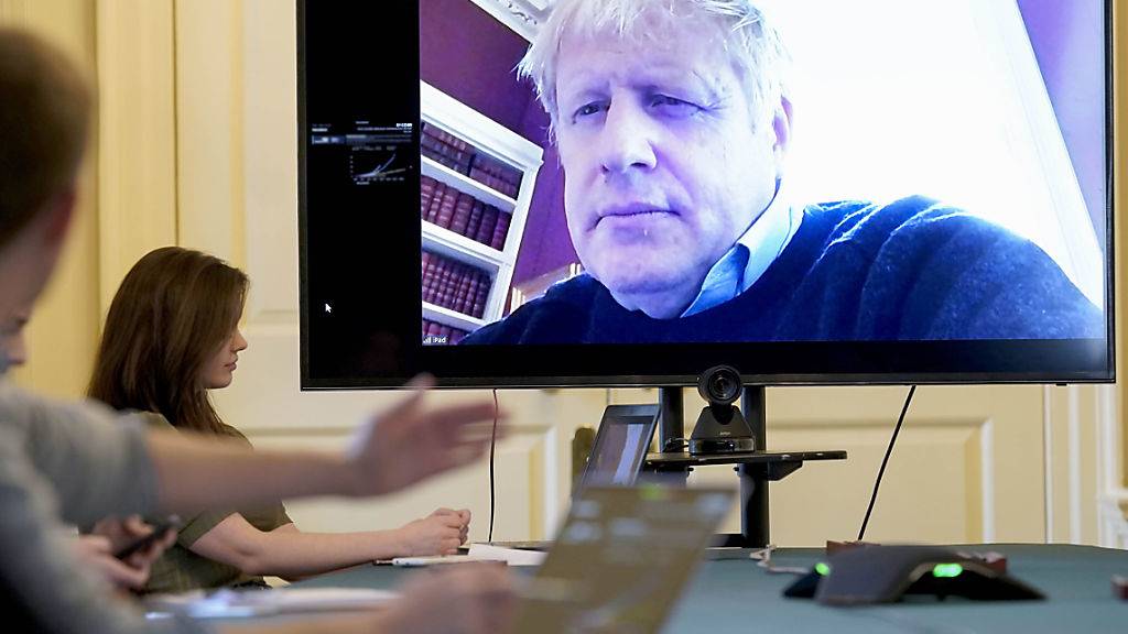 Foto veröffentlicht: Der britische Premierminister Boris Johnson schaltete sich per Video in eine Kabinettssitzung zu. (Archivbild)