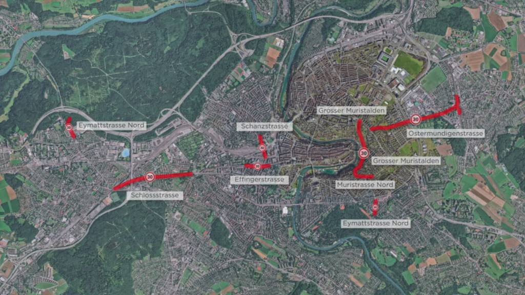 Acht neue Tempo-30-Zonen in Bern