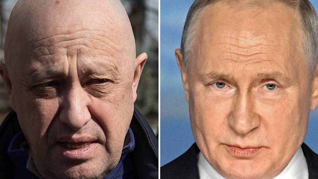 ARCHIV - Wagner-Chef Jewgeni Prigoschin (l) und Russlands Präsident Wladimir Putin. Foto: Uncredited/Alexei Druzhinin