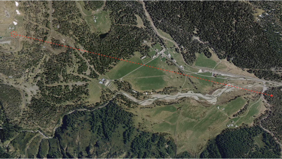 Von der Alp Grüm links im Bild soll die Seilrutsche zwei Kilometer ins Tal hinunterreichen. Bild: zvg