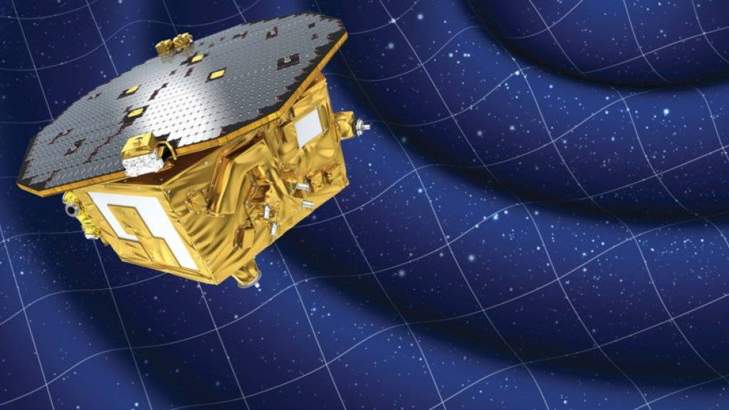 Künstlerische Darstellung von LISA Pathfinder, dem technologischen Wegbereiter für ein Gravitationswellen-Observatorium, das voraussichtlich ab 2034 ins Universum «lauschen» soll.