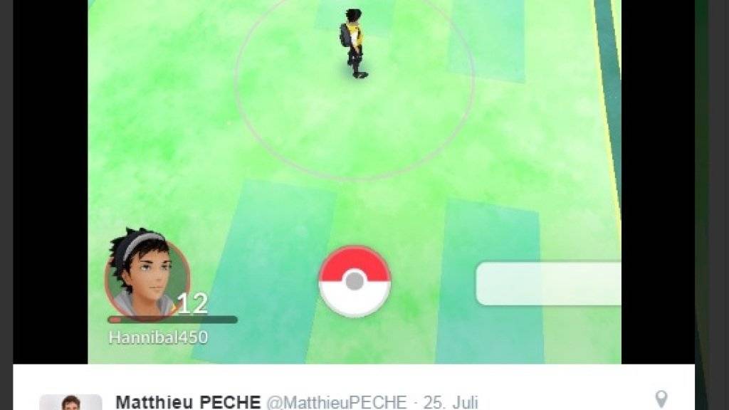 Alleine auf weiter Flur: Der französische Kanute Matthieu Péché beklagt sich auf Twitter über fehlende Pokémons im Olympischen Dorf. (Bild Twitter)