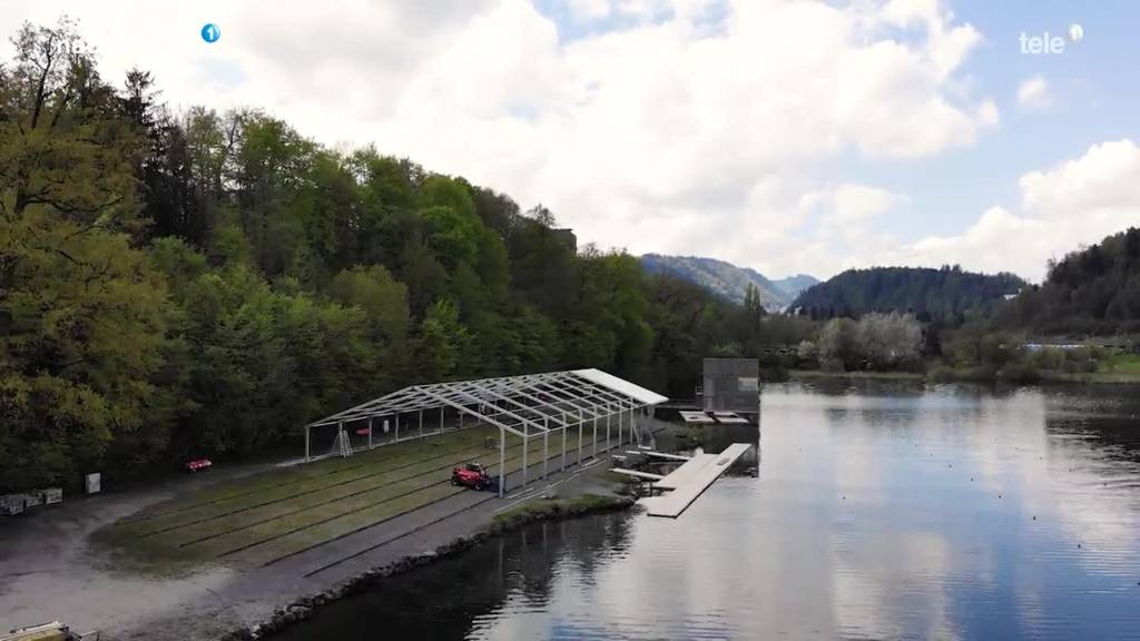 Aufbauarbeiten für Rotsee Ruderrennen beginnen