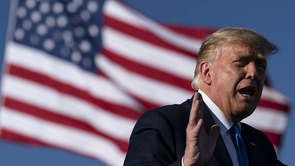 US-Präsident Donald Trump spricht bei einer Wahlkampfkundgebung auf dem Flughafen von Carson City im US-Bundesstaat Nevada. Foto: Alex Brandon/AP/dpa