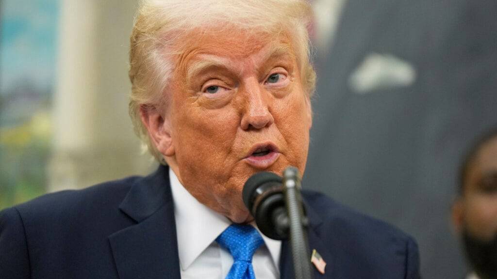 ARCHIV - US-Präsident Donald Trump spricht im Oval Office des Weißen Hauses. Foto: Manuel Balce Ceneta/AP/dpa