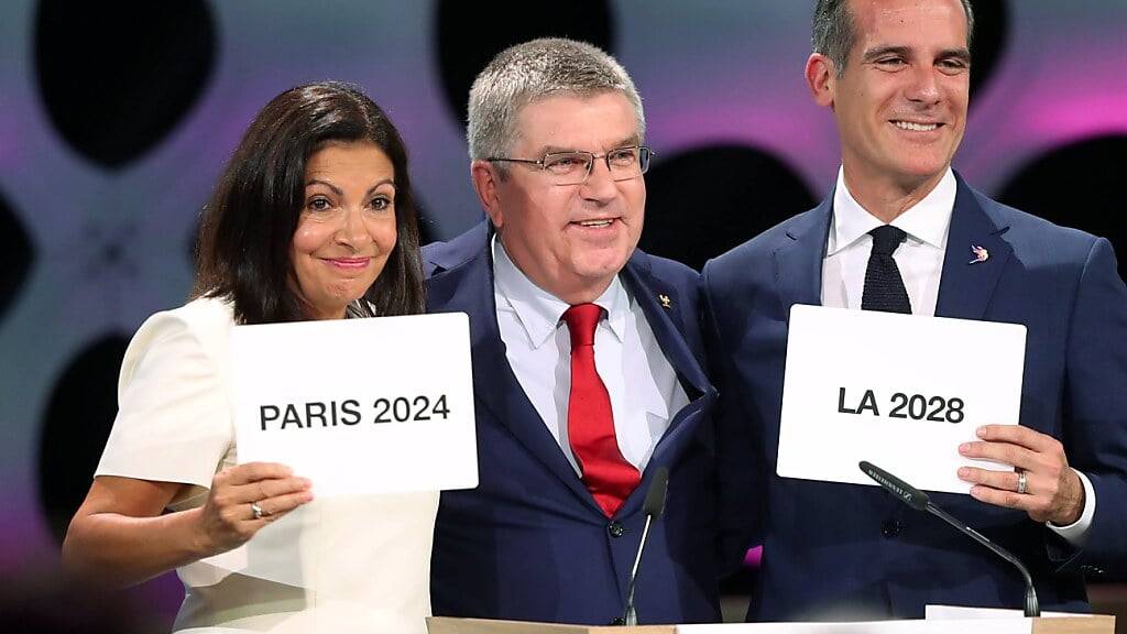 Es ist fix: IOC-Präsident Thomas Bach beim  Kongress 2017 mit der Vergabe der Spiele nach Paris und Los Angeles