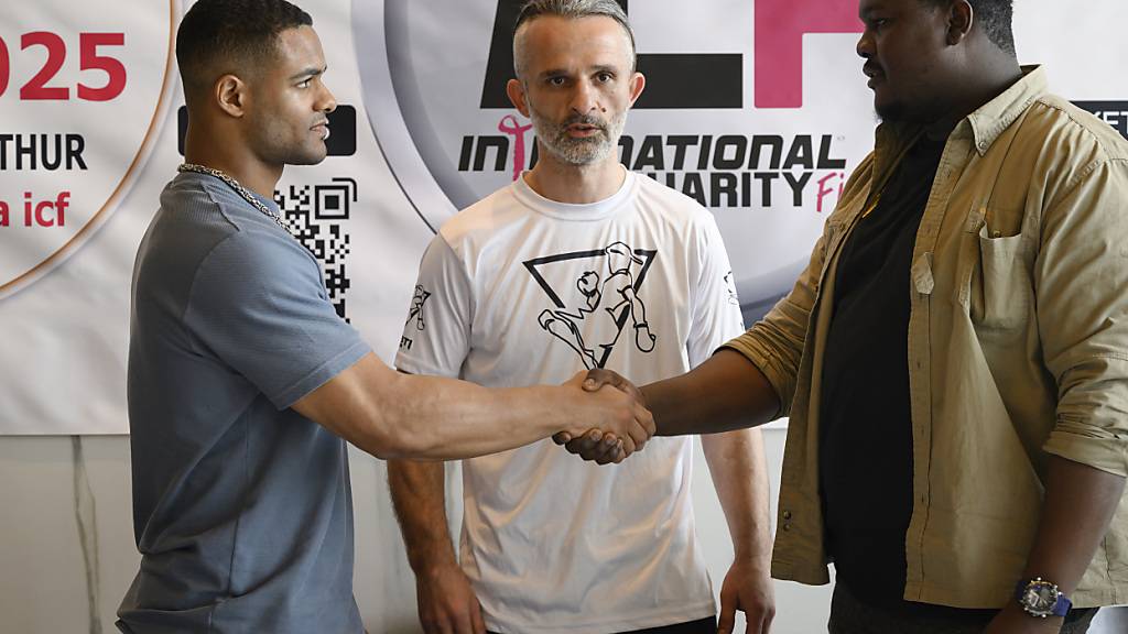 Brian Keller (links) und Claude Wilfried (rechts) sprachen in Winterthur zu ihrem bevorstehenden Boxkampf.