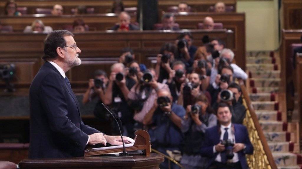 Mariano Rajoy am Mittwochnachmittag bei seiner Rede im Parlament in Madrid.