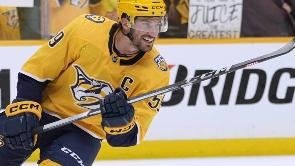 Hat gut lachen: Roman Josi assistierte beim Sieg der Nashville Predators gegen Meister Vegas Golden Knights zwei Mal