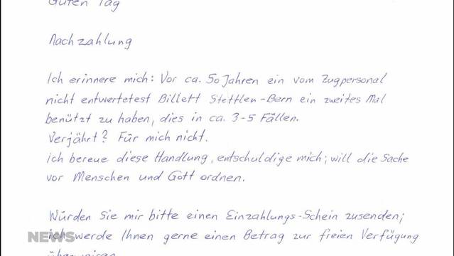 Schwarzfahrer zeigt Reue