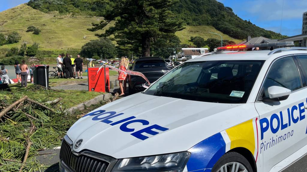 HANDOUT - Rettungskräfte und Schaulustige begutachten den Schauplatz nach einem Erdrutsch auf einem Campingplatz. Foto: STUFF/STUFF/AP/dpa - ACHTUNG: Nur zur redaktionellen Verwendung bis zum 05.02.2026 und nur mit vollständiger Nennung des vorstehenden Credits