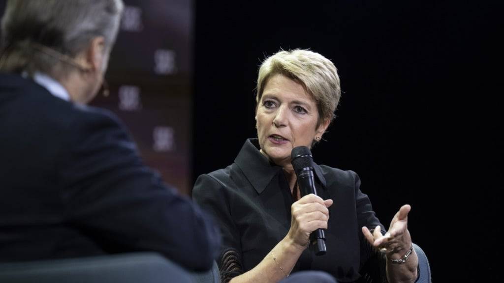 Bundespräsidentin Karin Keller-Sutter an der Eröffnung des Swiss Economic Forum in Interlaken.