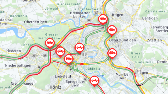 Strassen in Bern waren wegen Unfall auf Autobahn verstopft