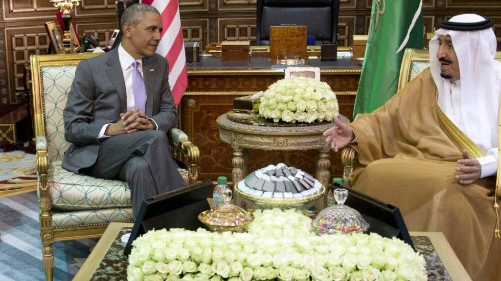 US-Präsident Obama im Gespräch mit dem saudischen König Salman.