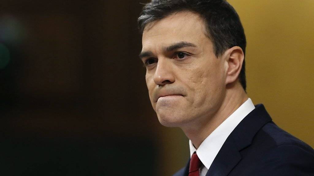 PSOE-Chef Pedro Sánchez im Parlament in Madrid.