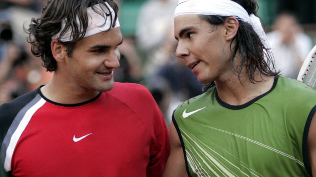 Roger Federer und Rafael Nadal im Juni 2005 in Paris nach einer ihrer ersten Direktbegegnungen