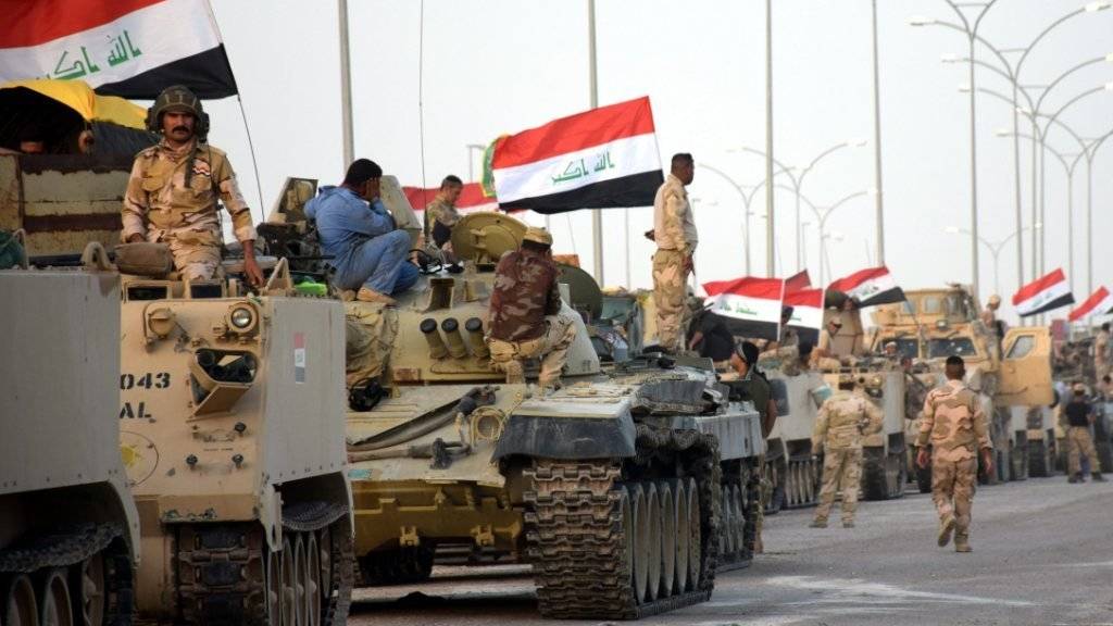 Einheiten des irakischen Militärs vor drei Tagen westlich von Falludscha