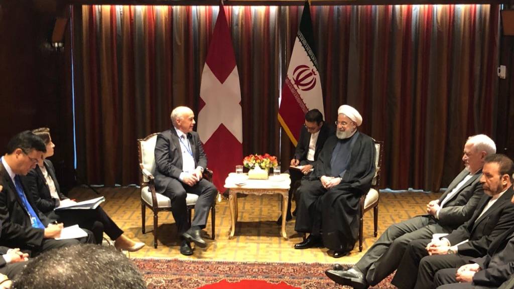 Ein bilaterales Treffen zwischen Bundespräsident Ueli Maurer und seinem iranischen Amtskollegen Hassan Ruhani in New York verlief in einer freundschaftlichen Atmosphäre.