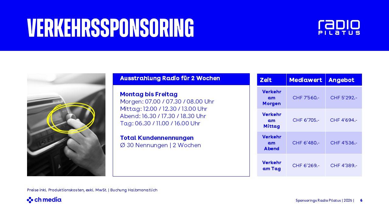 Radio Pilatus Verkehrssponsoring 2025