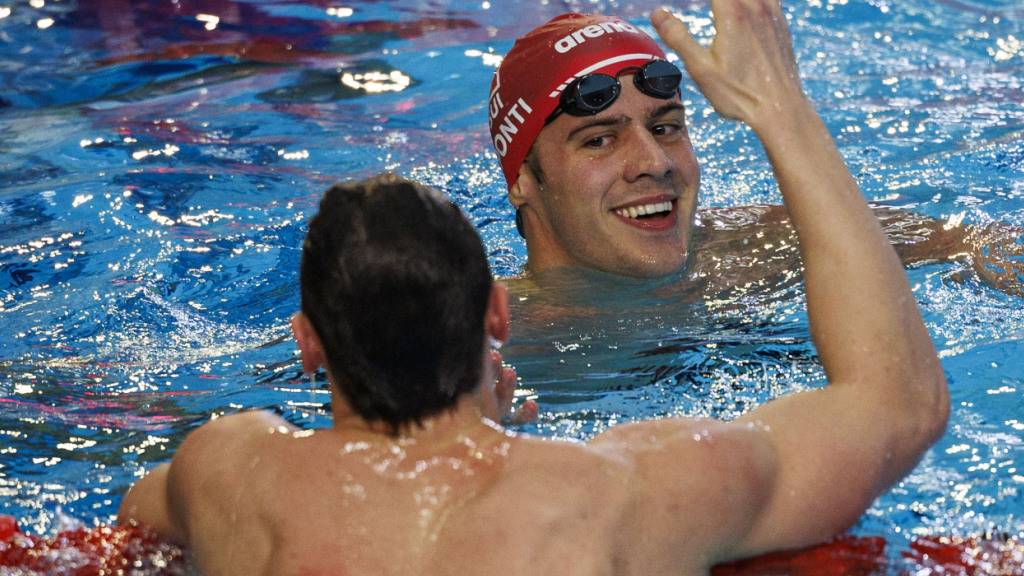 Noè Ponti (in roter Badekappe) und der Franzose Maxime Grousset - Freunde und Rivalen