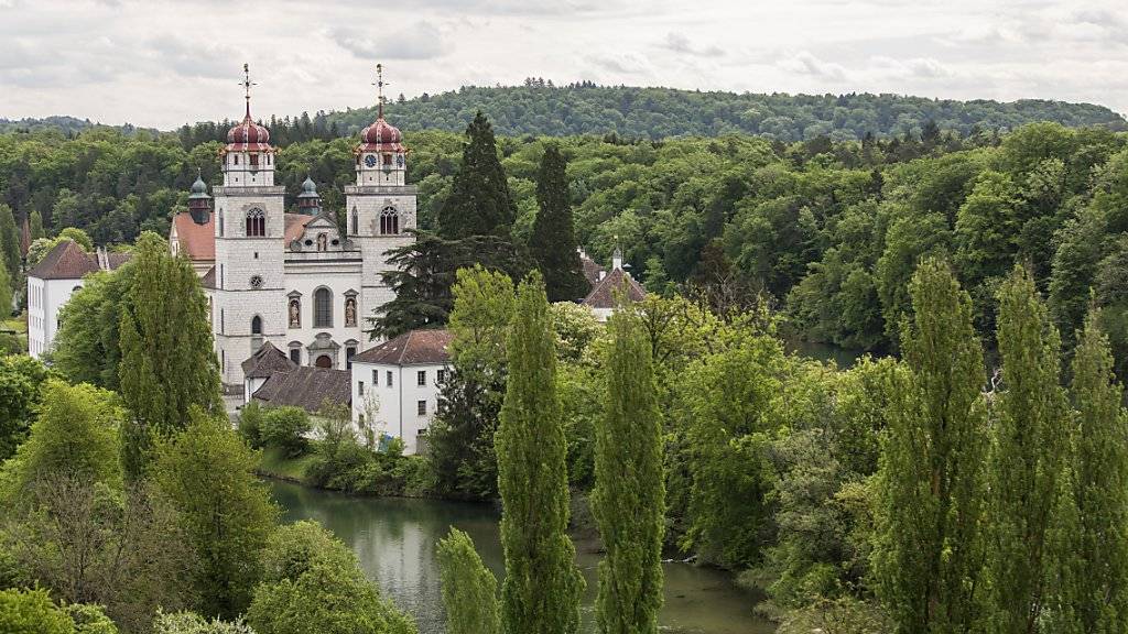 Blick auf das Kloster Rheinau: Die Zürcher Gemeinde an der Grenze zu Deutschland will einen Versuch für ein bedingungsloses Grundeinkommen unterstützen. (Archivbild)