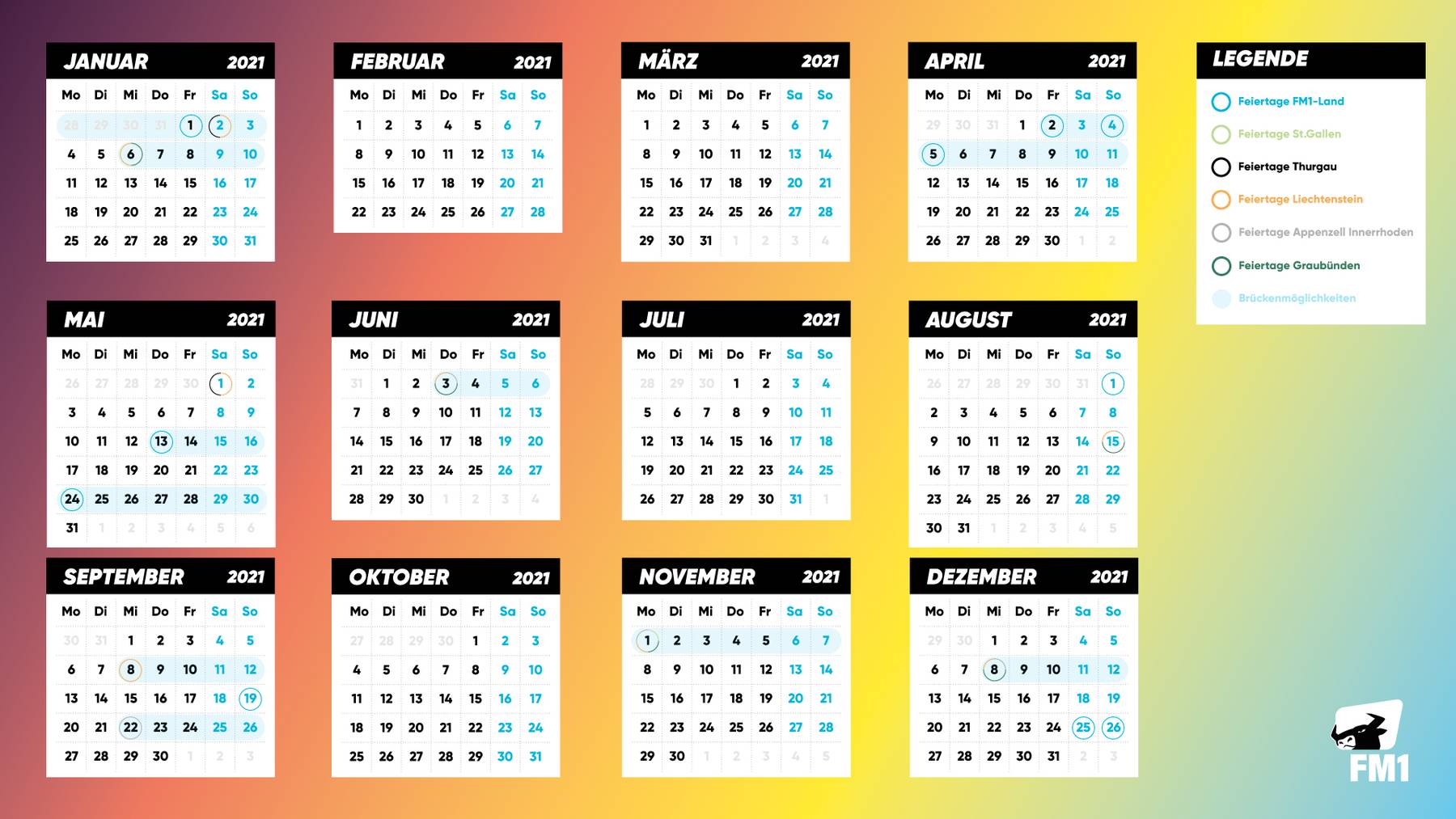Der Fm1 Bruckentagskalender Clever Ferien Planen Radio Fm1