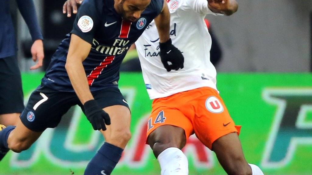 Paris Saint-Germain (hier Lucas, links) kann sich gegen Montpellier nicht durchsetzen