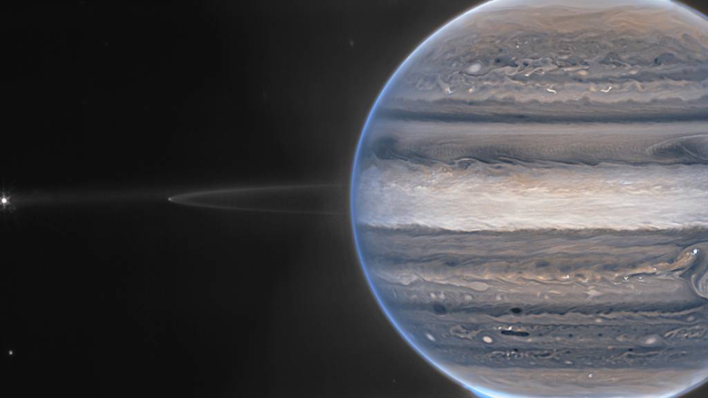 ARCHIV - Dieses von der NASA zur Verfügung gestellte Foto zeigt ein Falschfarbenkompositbild des Jupiter, das vom James Webb Space Teleskop aufgenommen wurde. Foto: NASA/ESA/CSA/Jupiter ERS Team/image processing by Ricardo Hueso (UPV/EHU) and Judy Schmidt/AP/dpa