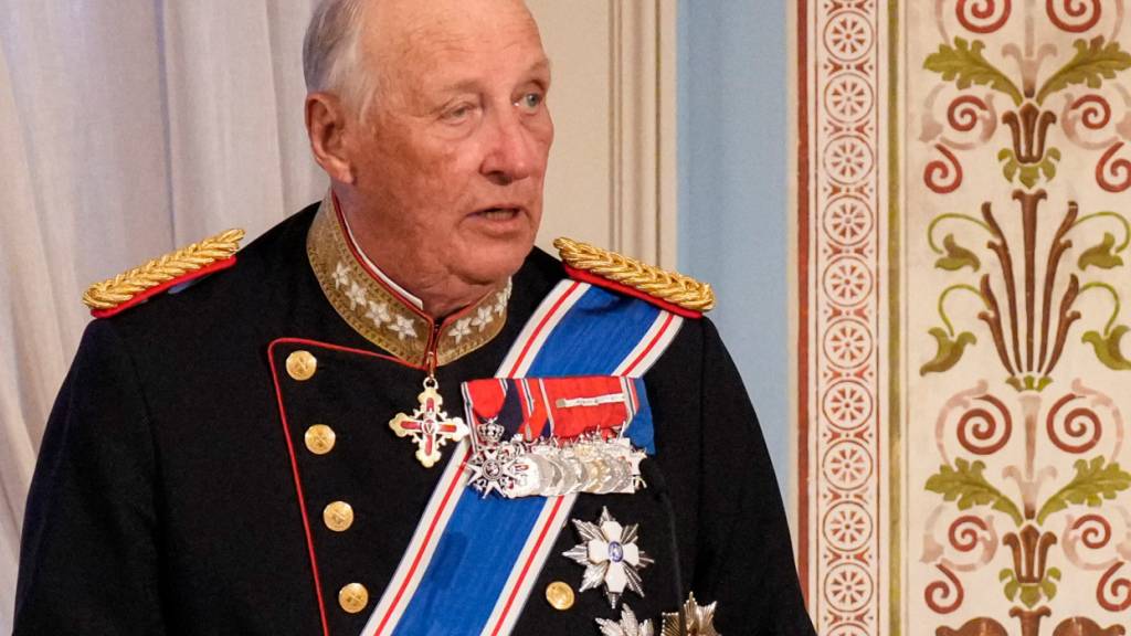 ARCHIV - König Harald hält eine Rede vor dem Galadinner im Palast im Zusammenhang mit dem Staatsbesuch der isländischen Präsidentin Tomasdottir und ihres Ehemanns Skulason. Foto: Fredrik Varfjell/NTB/dpa