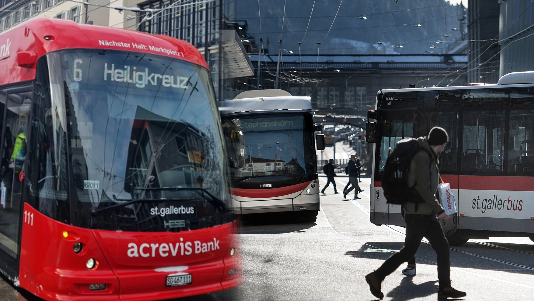 Während einem Jahr wird der Bus statt in den Farben der Stadt St.Gallen in knallrot unterwegs sein.