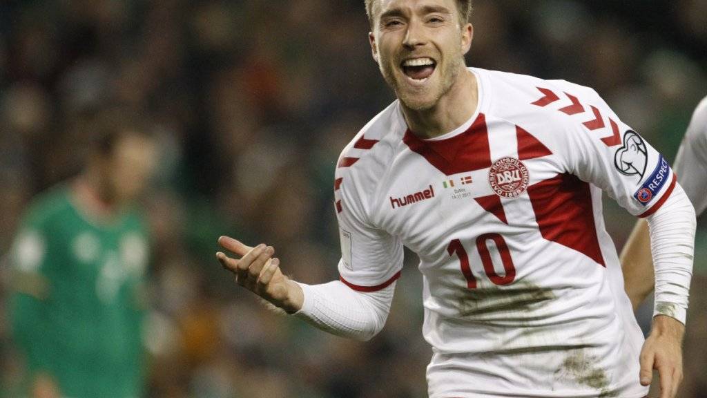 Dänemarks Christian Eriksen macht sich mit seiner Triplette im Rückspiel des WM-Playoffs gegen Irland in seiner Heimat unsterblich.